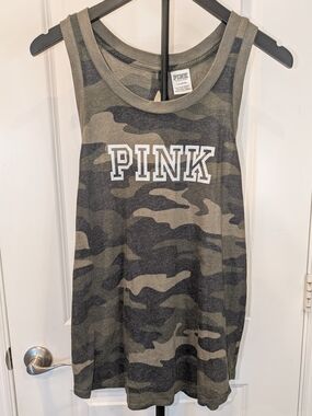 PINK Victoria’s Secret Camo Open Back Tank Top Logo L